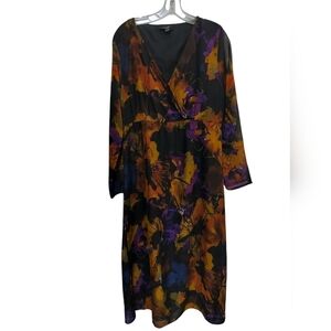 2795) ASHRO Autumn Color Long Sleeve Surplice Pullover Maxi Dress Size Medium